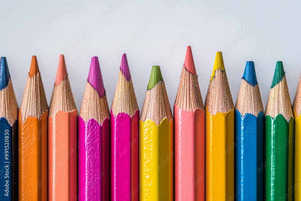 different shade of colour pencil in a row close up shot generated by AI different shade of colour pencil in a row close up shot generated by AI
