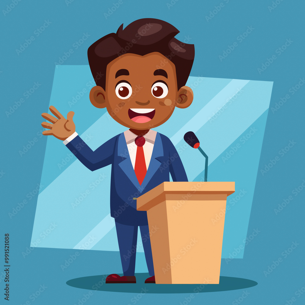 Professional Speaker at a Lectern with Microphones: Great Vector Art for Business Presentations and Marketing Campaigns Professional Speaker at a Lectern with Microphones: Great Vector Art for Business Presentations and Marketing Campaigns