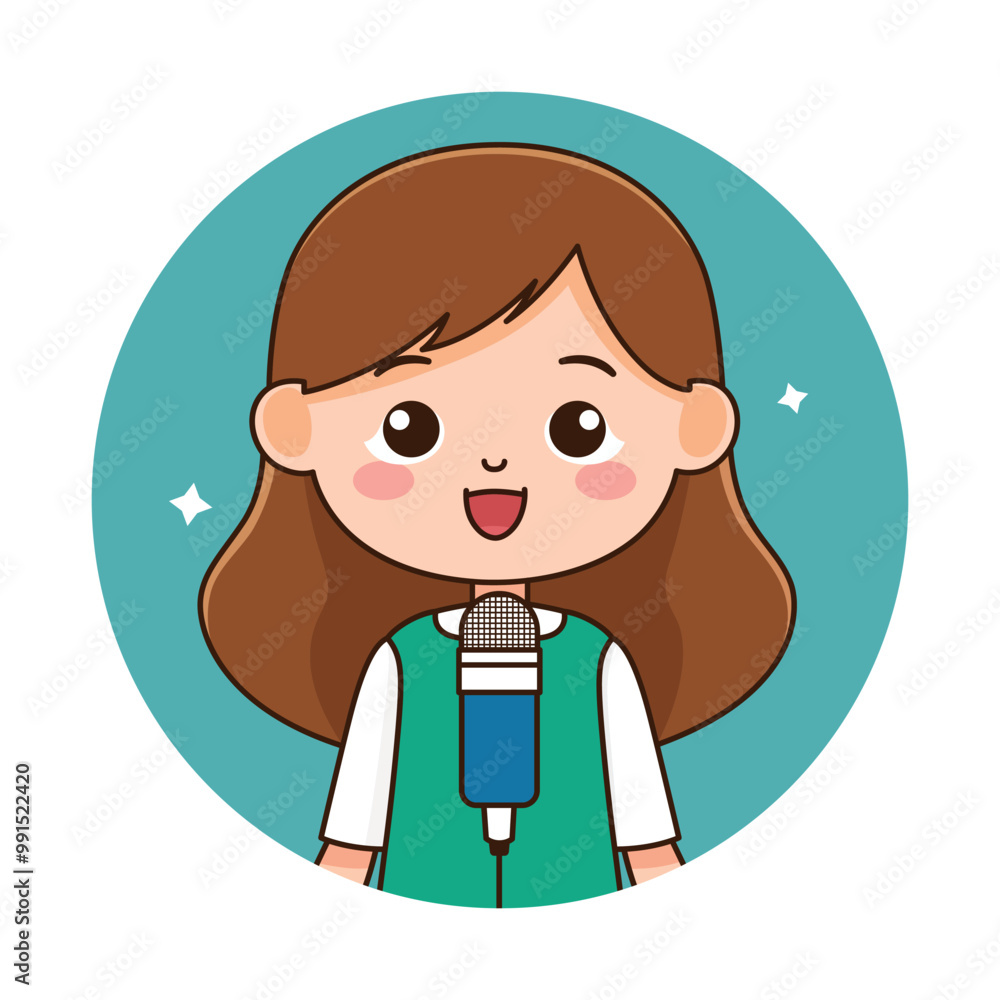 Happy cute kid girl sing a song illustration Happy cute kid girl sing a song illustration