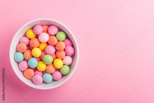 Colorful Candy in White Bowl