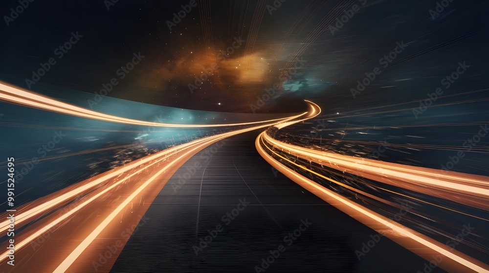 Abstract Tunnel with Lights and Stars Abstract Tunnel with Lights and Stars