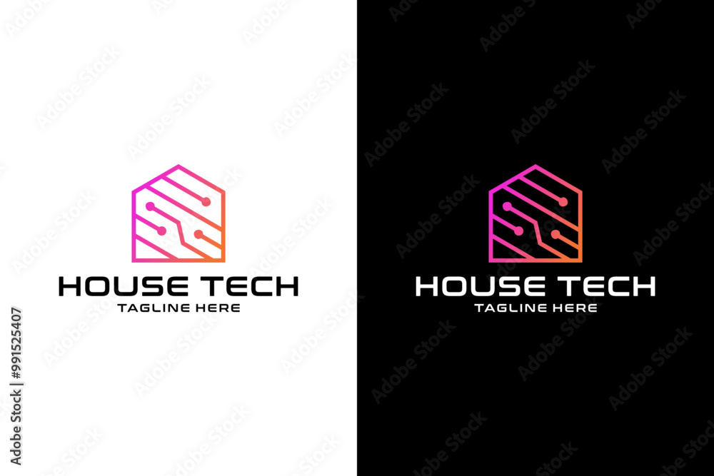 Fototapeta premium home design logo technology vector template white and black background