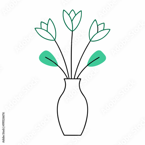 Spring flowers in the vase vector illustration 