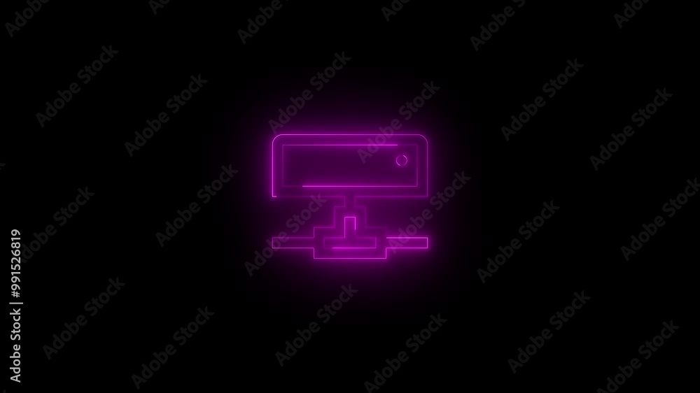 Neon map drive icon pink glowing black background animation Neon map drive icon pink glowing black background animation