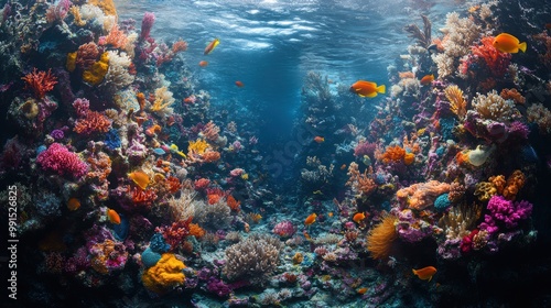 Wallpaper Mural Vibrant coral reef teeming with colorful marine life underwater. Torontodigital.ca