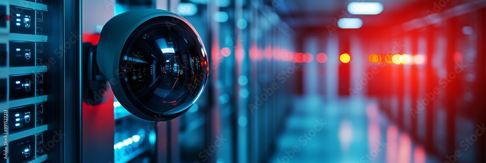 Close-up of modern security system in data center