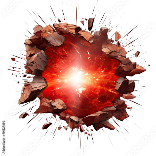 bulet bursting through a hole isolate on transparency background photo