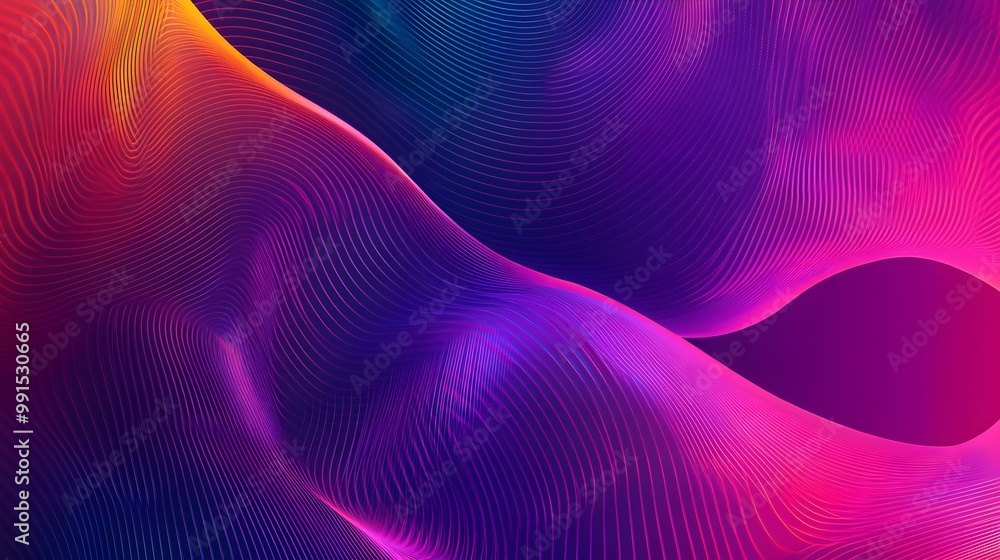 Abstract Purple and Pink Wavy Lines with Glowing Edges Abstract Purple and Pink Wavy Lines with Glowing Edges