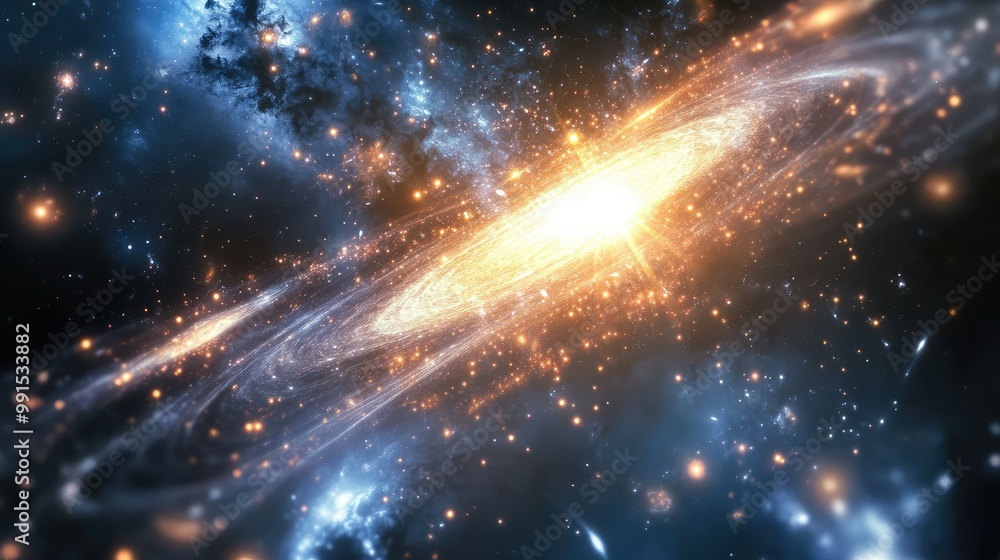 Obraz premium Faint light of ancient galaxies emerging from the cosmic dawn