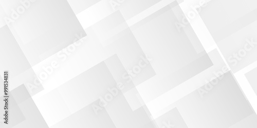 Abstract geometric white and gray triangle gradient wave technology line glossy square cube pattern. minimal white square shape layer texture web triangle overlap then banner design.