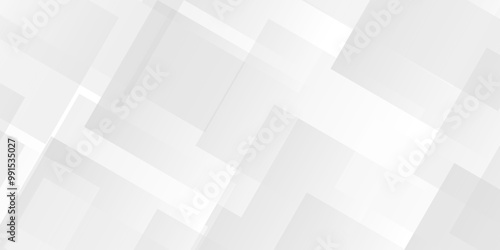 Abstract geometric white and gray triangle gradient wave technology line glossy square cube pattern. minimal white square shape layer texture web triangle overlap then banner design.