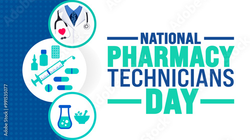 National Pharmacy Technicians Day background or banner design template is observed every year in October. Holiday concept. Template for card, poster, placard, template. eps 10