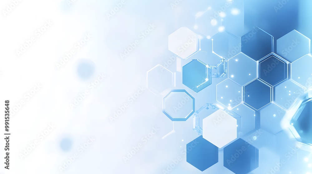 Abstract Geometric Hexagon Pattern in Light Blue and White Tones