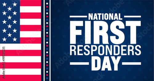 National First Responders Day background or banner design template is observed every year in October. Holiday concept. Template for card, poster, placard, template. eps 10