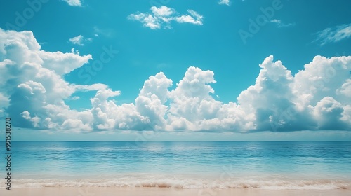 Beautiful tropical beach with blue sky and white clouds abstract texture background Copy space of summer vacation and holiday business travel concept Vintage tone filter effect color s : Generative AI