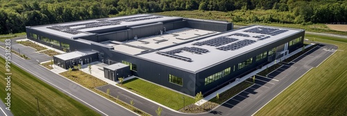 Obraz na płótnie Modern industrial data center viewed from above w salonie