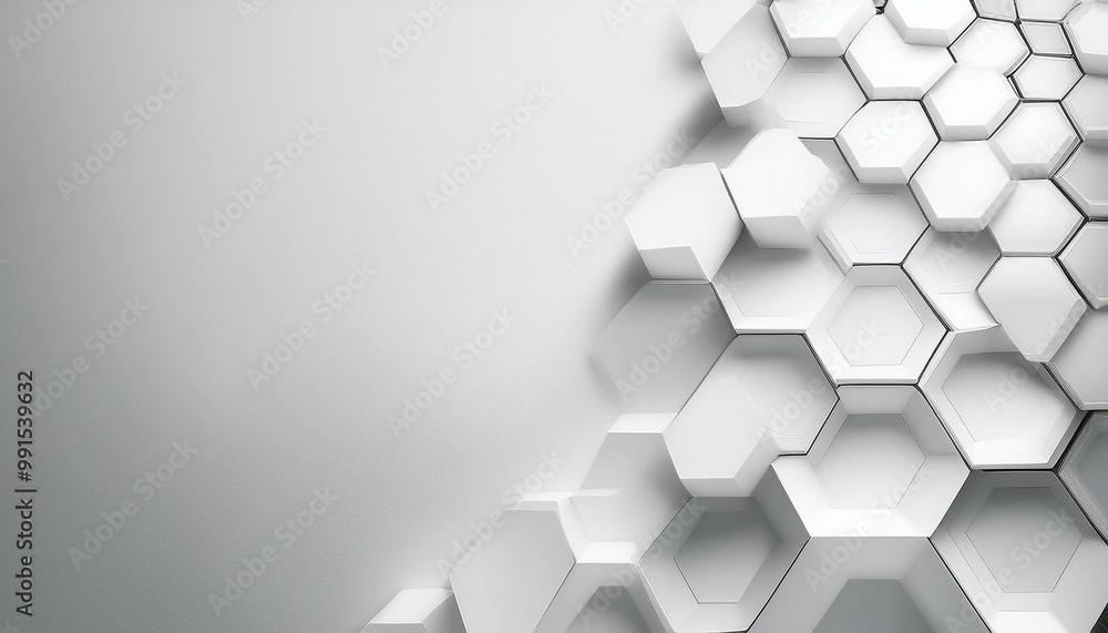 Panoramic Wall of Random shifted white honeycomb hexagon background wallpaper with copy space. Panoramic Wall of Random shifted white honeycomb hexagon background wallpaper with copy space.