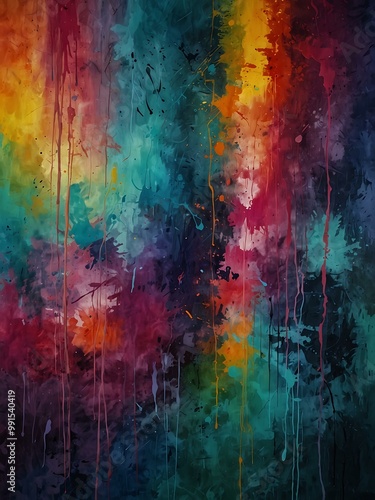 Abstract multicolor painting with a grunge texture.