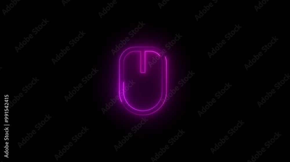 Neon mouse icon pink glowing black background animation Neon mouse icon pink glowing black background animation