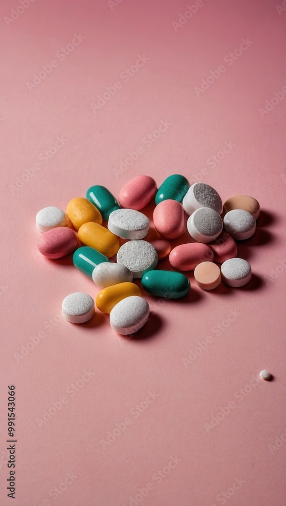 Assorted Pills on Light Background Assorted Pills on Light Background