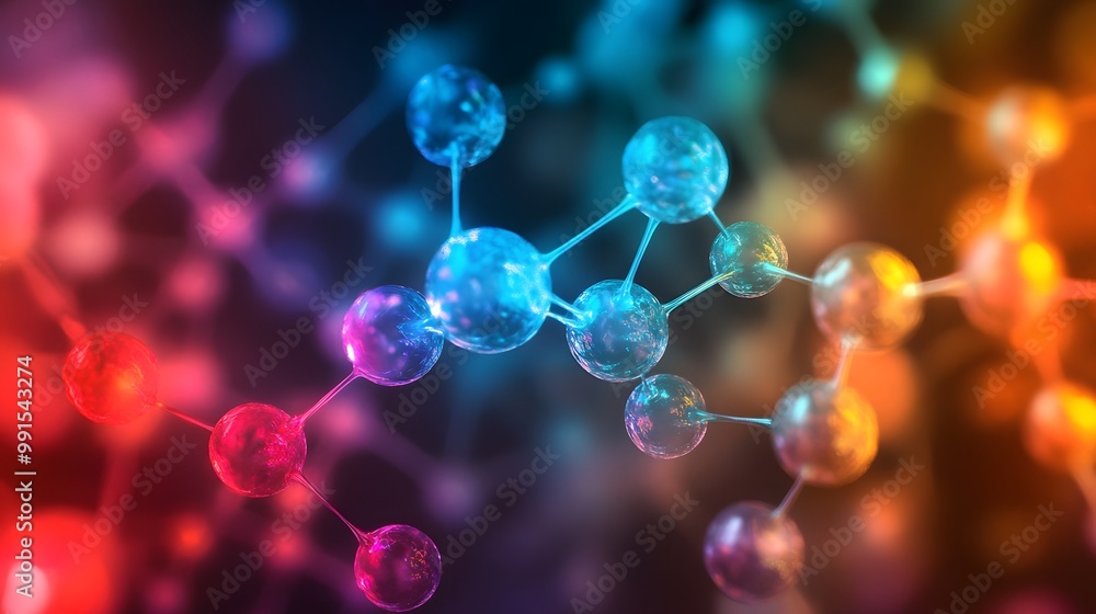 Abstract Molecular Structure with Colorful Spheres and Connections Abstract Molecular Structure with Colorful Spheres and Connections