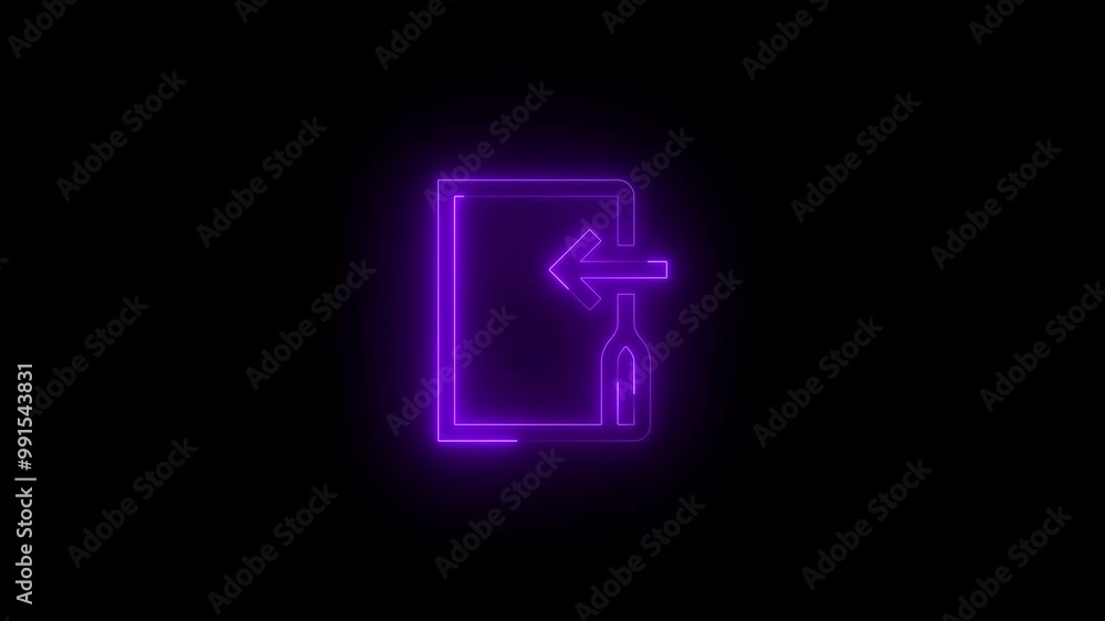 Neon move to folder icon purple glowing black background animation Neon move to folder icon purple glowing black background animation