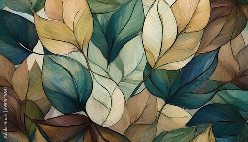 Wallpaper Mural tile, transparent leaves Torontodigital.ca