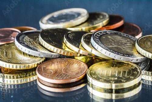 A lot of euro coins unsorted photo