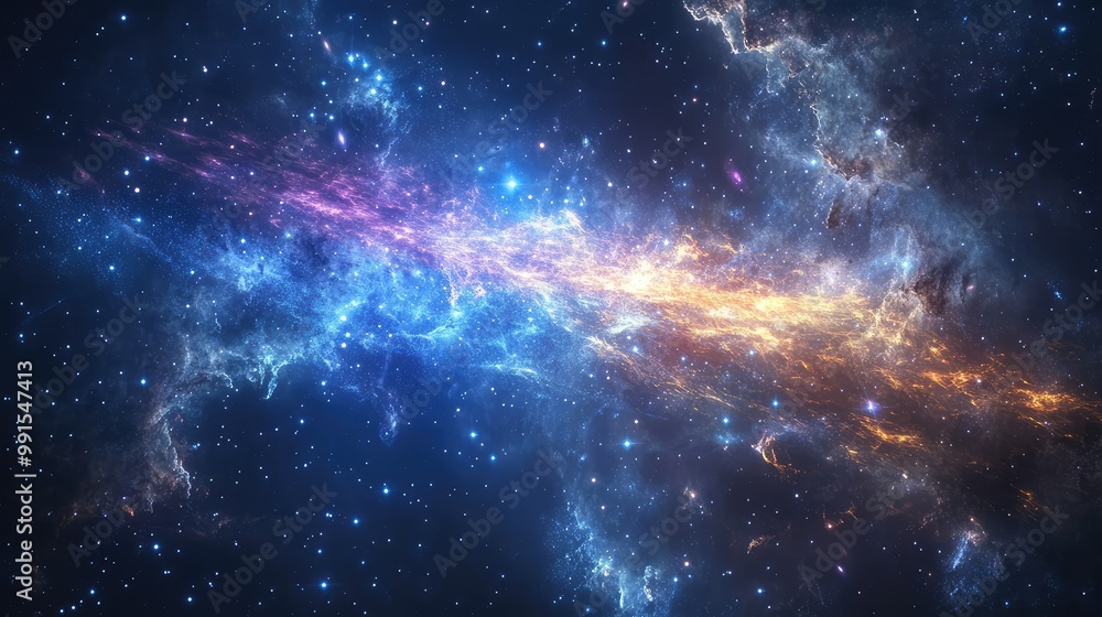 Naklejka premium Intergalactic space with faint, distant galaxies and cosmic dust