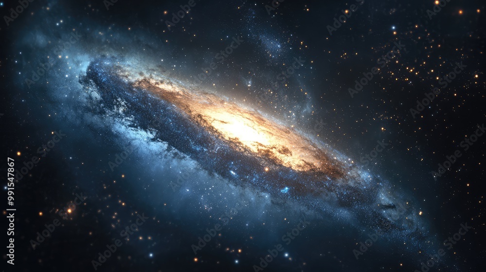 Fototapeta premium Intergalactic space with faint, distant galaxies and cosmic dust