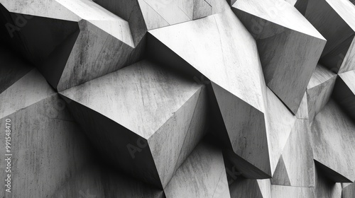 Wallpaper Mural Interlocking polygonal structures in a monochromatic palette Torontodigital.ca