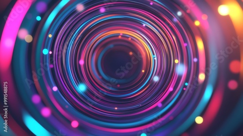 A vibrant, swirling pattern of colors and lights, creating a mesmerizing tunnel effect that evokes depth and energy.