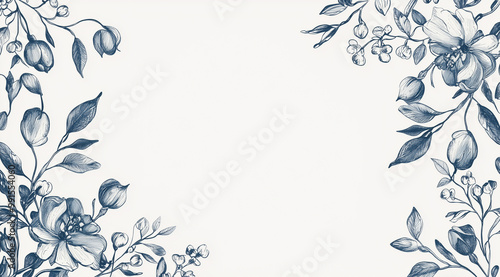 Delicate floral border with hand-drawn botanical illustration elements
