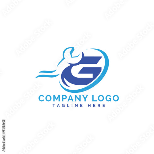 Letter G with construction and Repair logo template, Initial G logo design