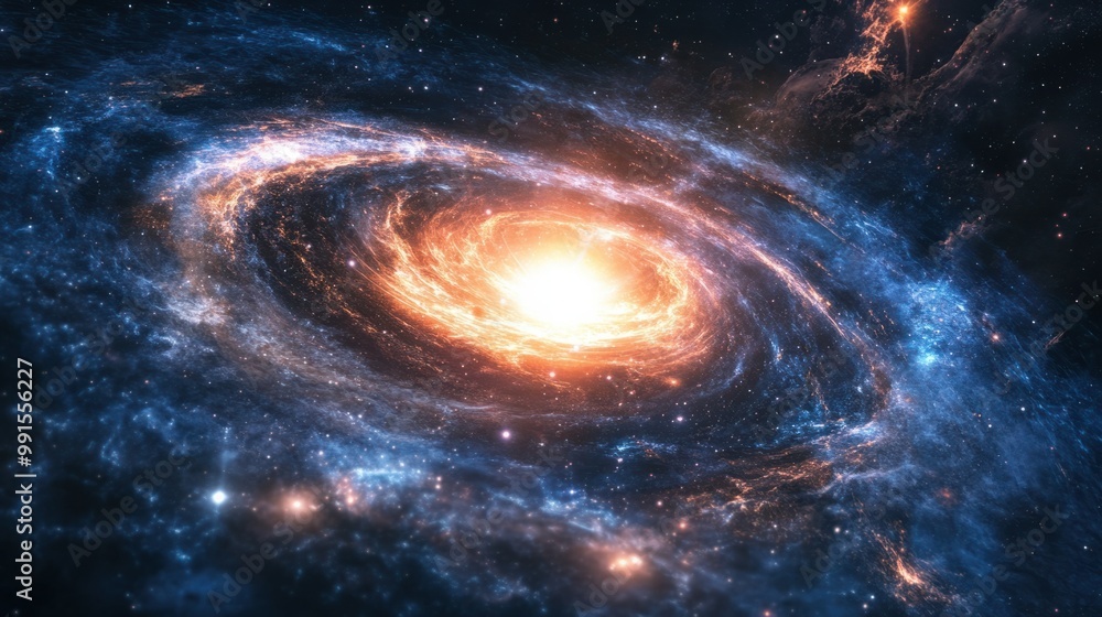 Astronomical visualization of the Big Bang with cosmic ripples, bright light, and expanding galaxies in space Astronomical visualization of the Big Bang with cosmic ripples, bright light, and expanding galaxies in space