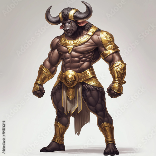 A buffalo character for slot game, video game, mobile game, Illustration 