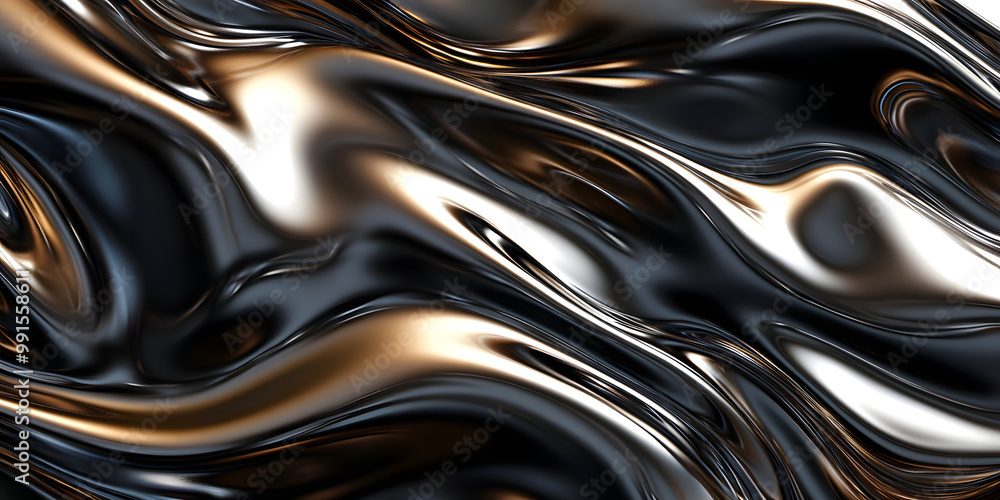 Silver metallic liquid texture. abstract background in the form of liquid shiny metal. glossy chrome texture. 3D rendering