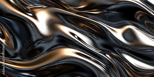 Obraz na płótnie Silver metallic liquid texture. abstract background in the form of liquid shiny metal. glossy chrome texture. 3D rendering w salonie