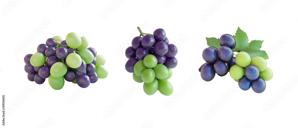 Mixed of purple and green grapes on white background Mixed of purple and green grapes on white background