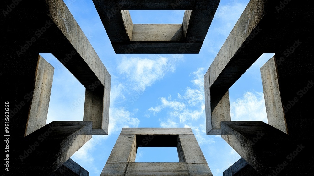 Obraz premium Abstract Concrete Structure with Blue Sky View