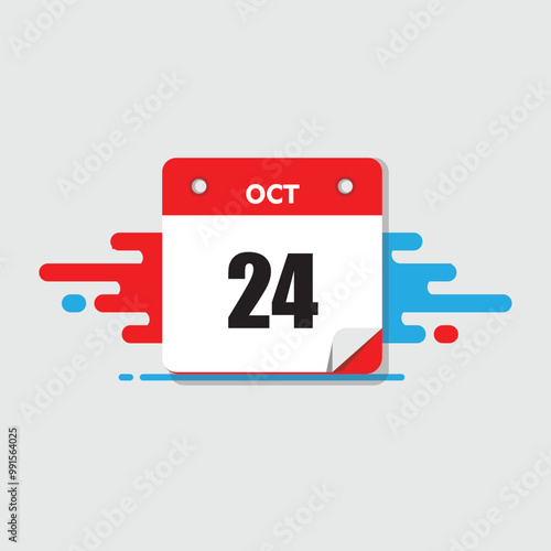 calender icon, 24 october icon with white background	