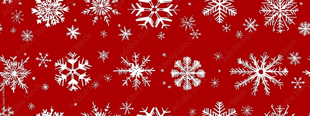Vector design of various white snowflakes on a red background Vector design of various white snowflakes on a red background