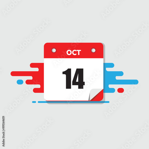calender icon, 14 october icon with white background	