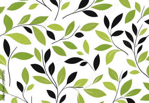 Green and Black Leaf Pattern