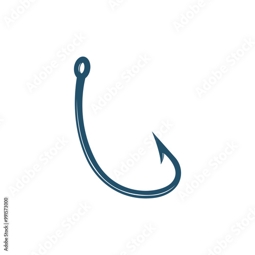 Vector Fishing Hook Logo Silhouette Icon