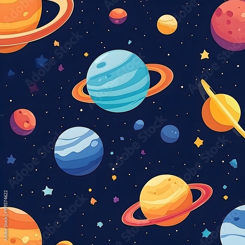 Colorful Planets in Outer Space