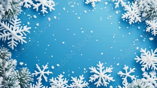 A Winter Wonderland Featuring Snowflakes and Nature Elements