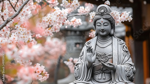 6. A radiant Shinto kami appearing amidst cherry blossoms