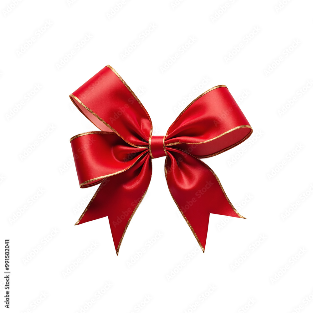 Elegant red and gold Christmas bow on white background Elegant red and gold Christmas bow on white background