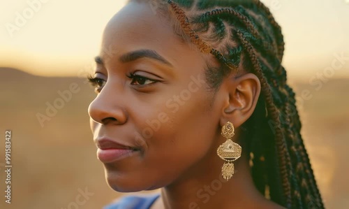 Close-Up of South African Woman Listening Intently in Traditional Attire